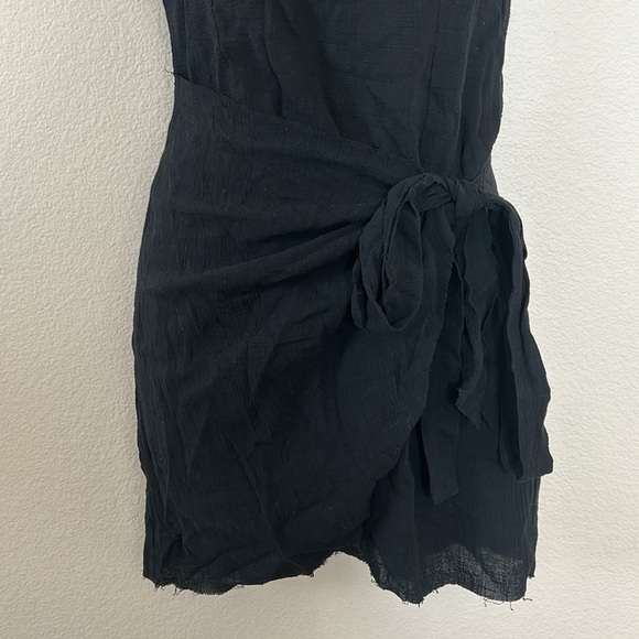 Princess Polly Forest Hunt Black Square Neck Tie Wrap Skirt Mini Dress - Picture 7 of 13